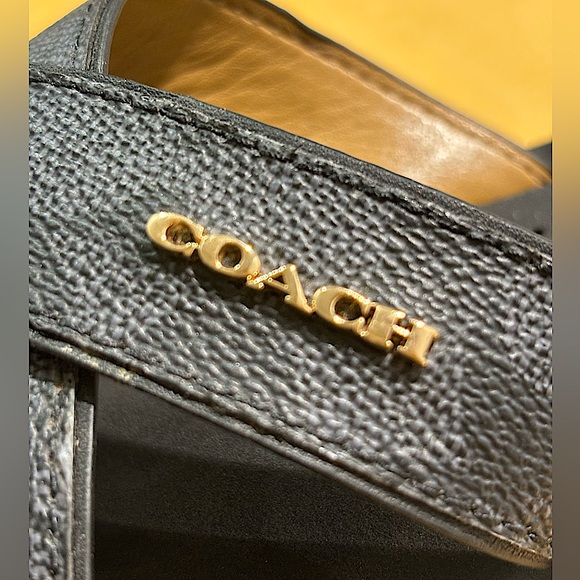 AUTHENTIC COACH Janine Leather Upper, Foam Logo Monogrammed Slides Sandals - Picture 10 of 11